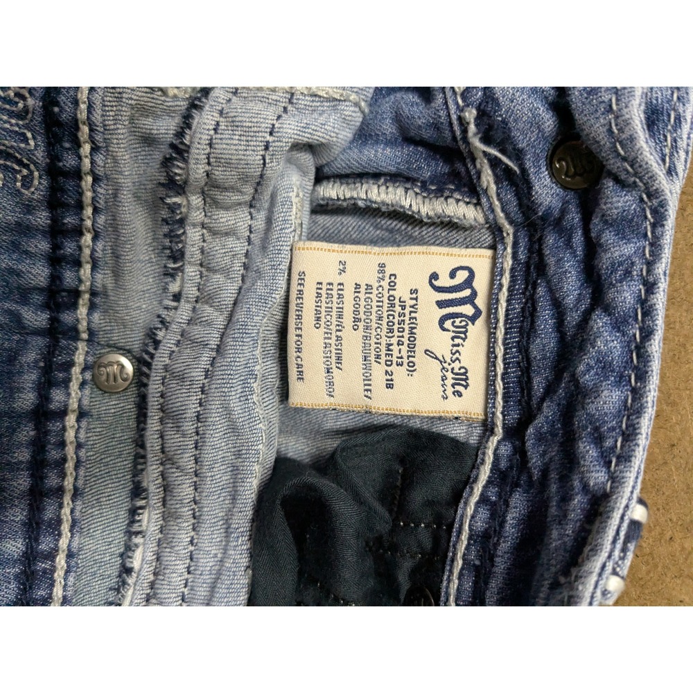 Miss Me Bootcut Distressed Light Wash Jeans Rhinestone Flap Pocket JP55014-13 30 - Picture 9 of 9